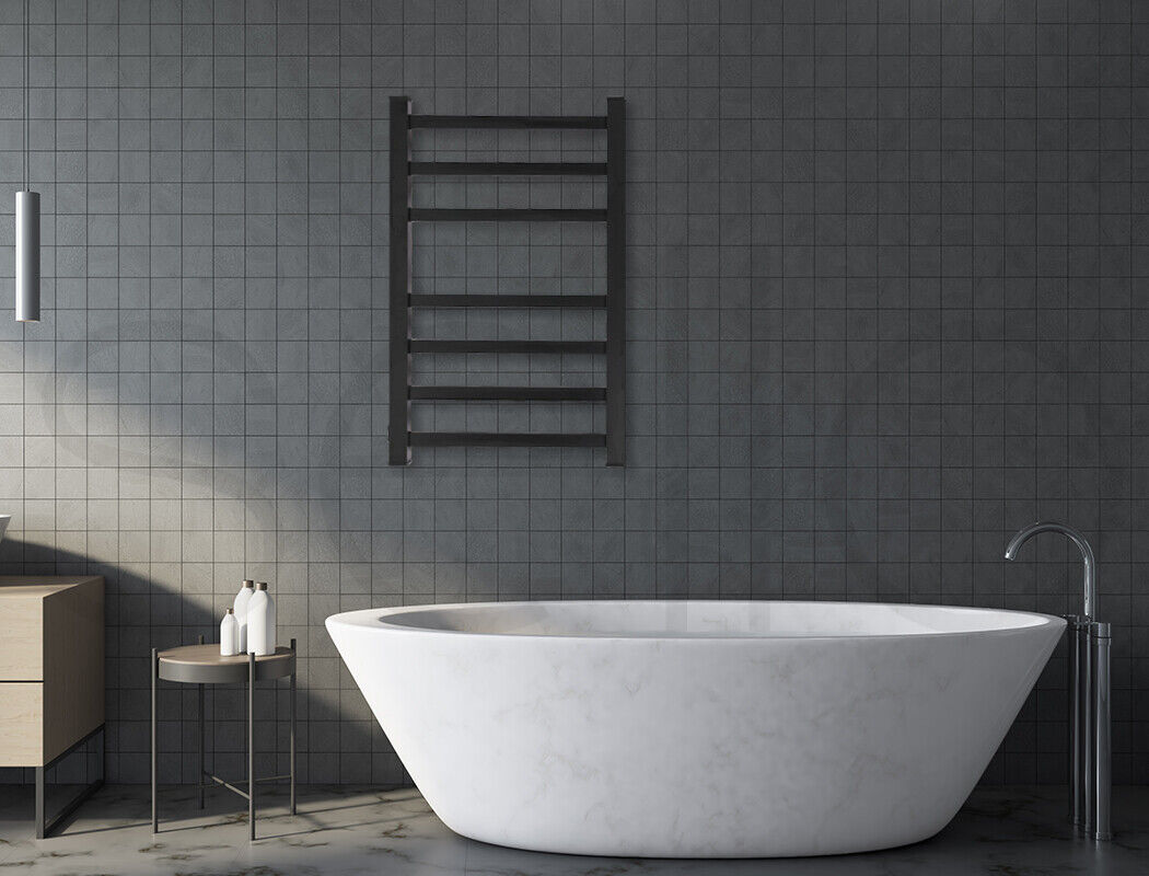 Aluminium Heated Towel Rail 7-Bar Electric Warmer Black Tristar Online