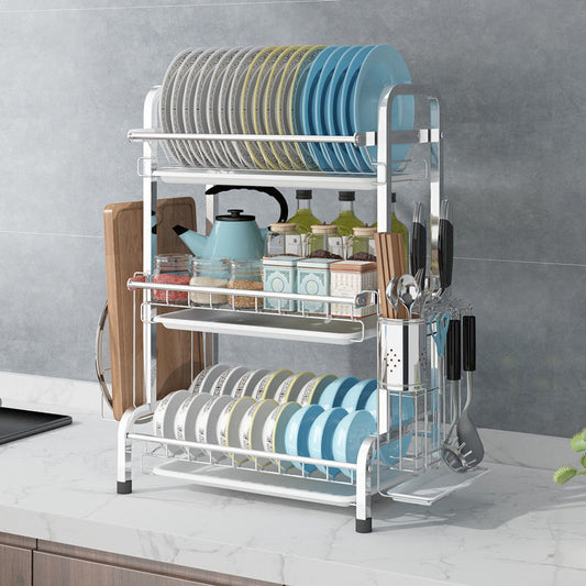 3 Tier Dish Drying Rack Silver 43cm High 60cm Tristar Online