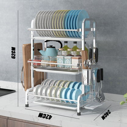 3 Tier Dish Drying Rack Silver 43cm High 60cm Tristar Online