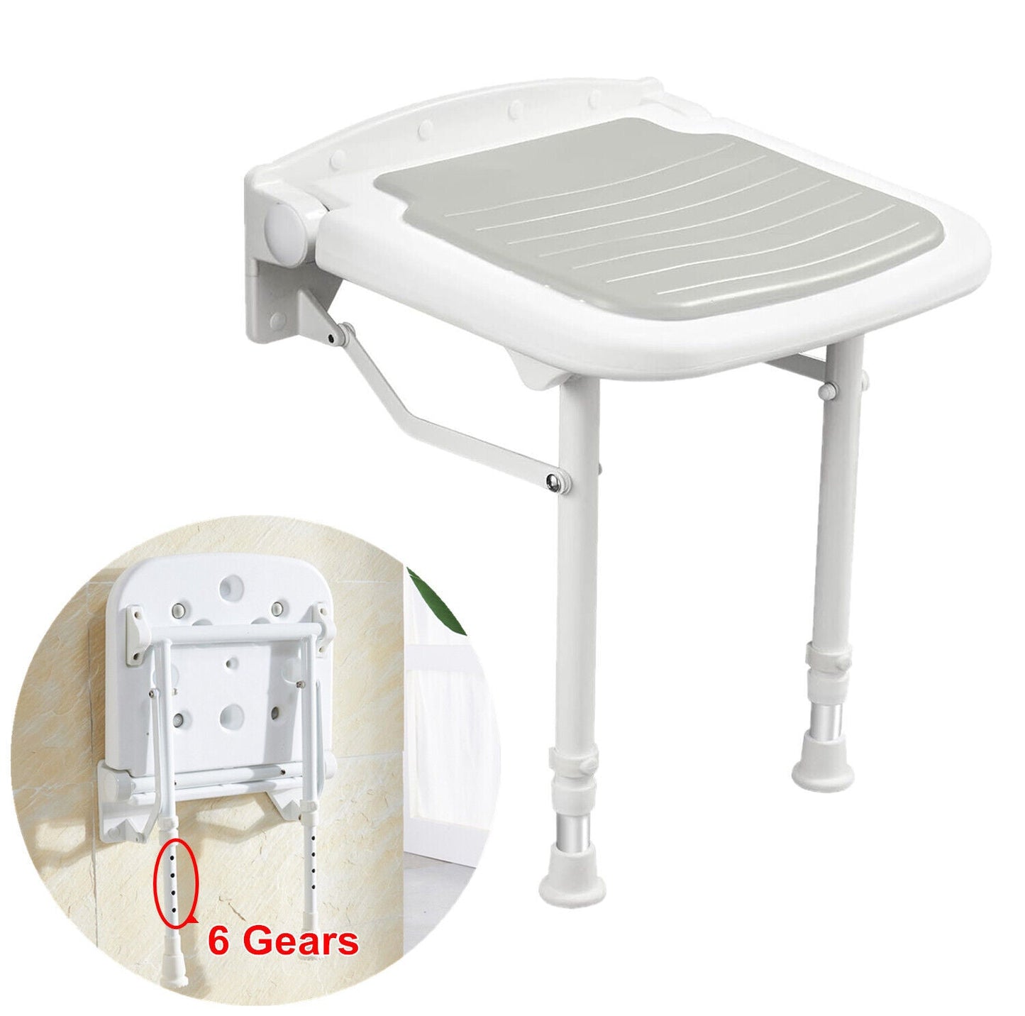 Wall-Mount Foldable Shower Chair, Adjustable, Non-Slip Feet Tristar Online