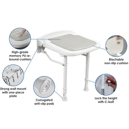 Wall-Mount Foldable Shower Chair, Adjustable, Non-Slip Feet Tristar Online