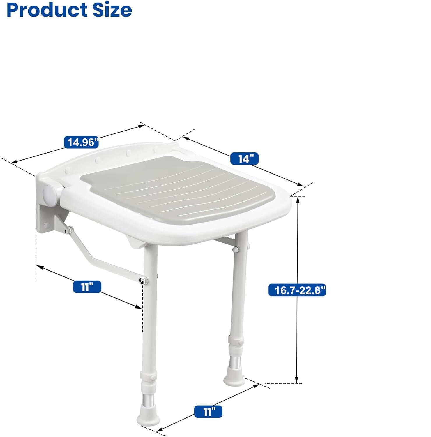 Wall-Mount Foldable Shower Chair, Adjustable, Non-Slip Feet Tristar Online