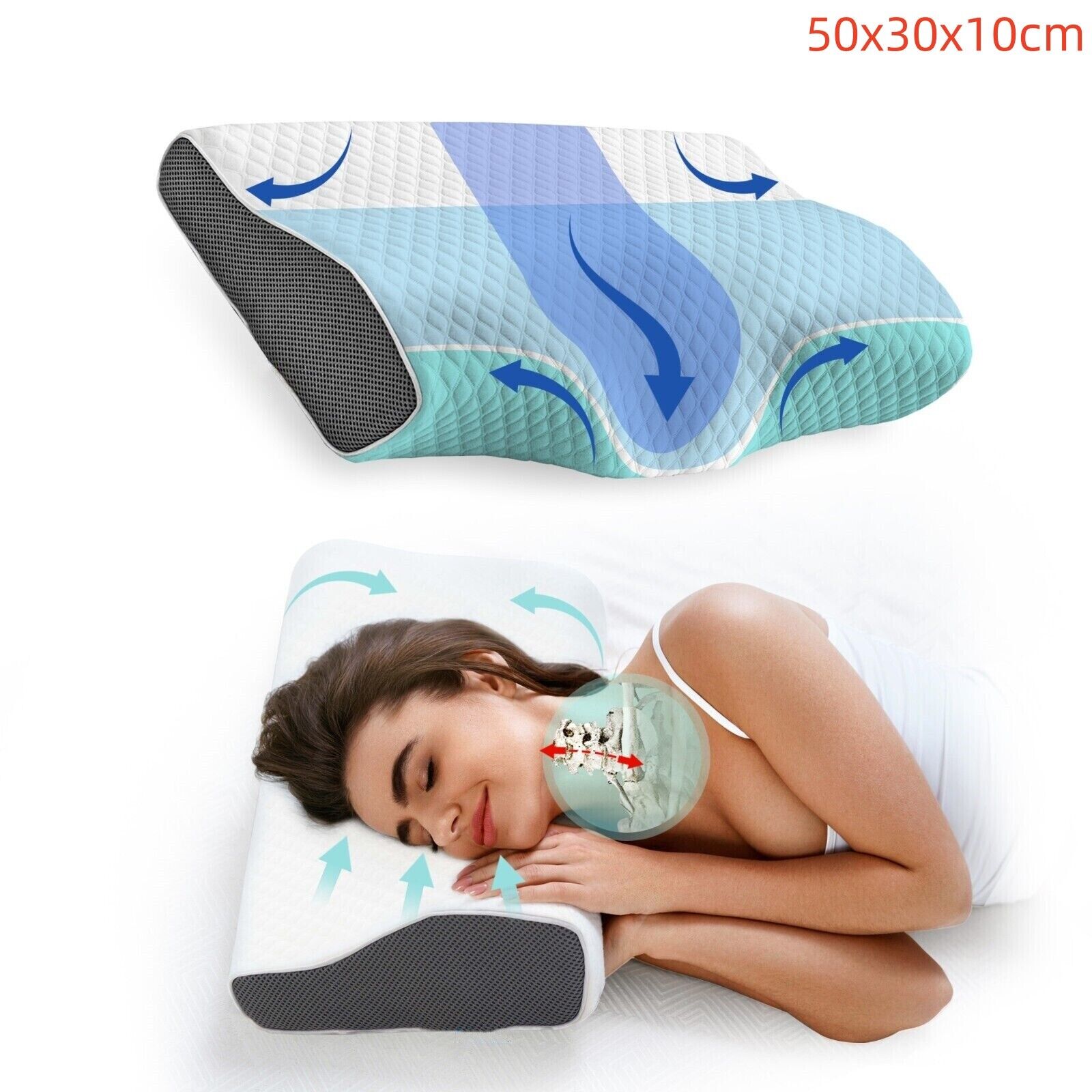 Cervical Memory Foam Pillow Butterfly Shape Standard Anti Snore Tristar Online