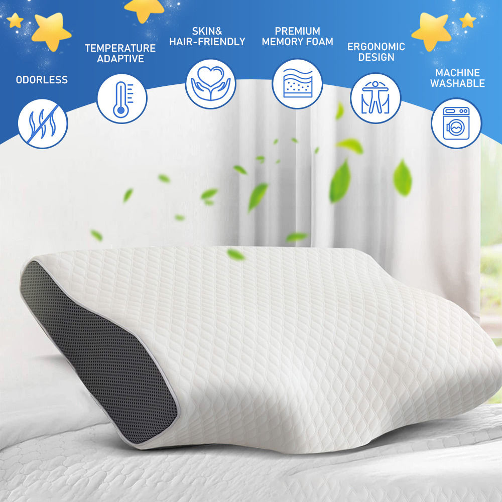 Cervical Memory Foam Pillow Butterfly Shape Standard Anti Snore Tristar Online