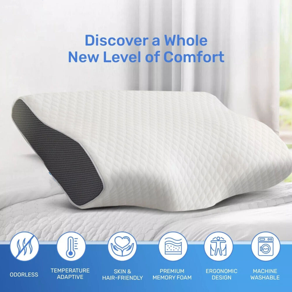 Cervical Memory Foam Pillow Butterfly Shape Standard Anti Snore Tristar Online