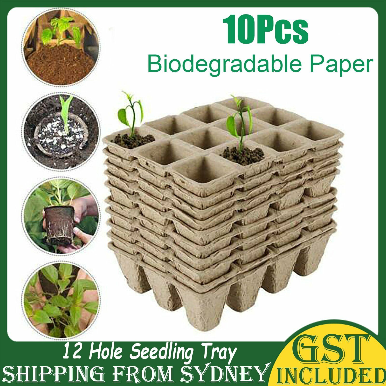 10pcs Biodegradable Seedling Trays 12-Hole Garden Starter Tristar Online