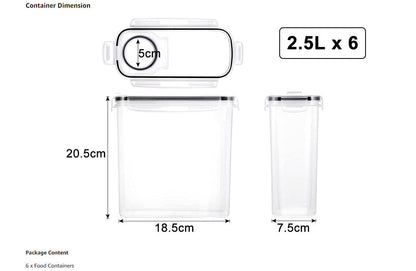 6PCS Food Storage Containers Kitchen Dry Pantry Organiser Airtight Lids Tristar Online