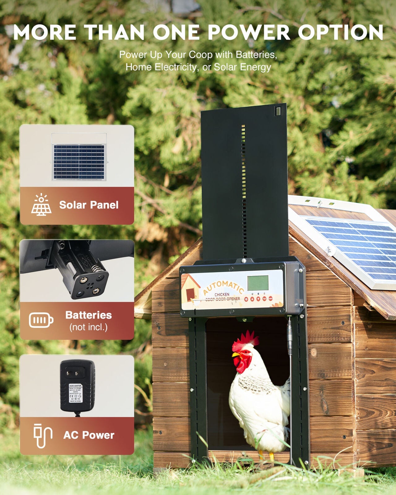 Automatic Chicken Coop Door Solar/Battery/AC 6W Aluminum Copper Tristar Online