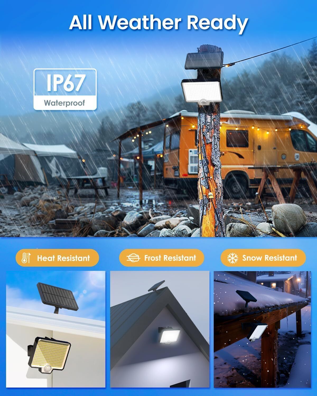 294 LED Solar Light Motion Sensor 6500K Black Outdoor Security Wall Flood Lamp Tristar Online