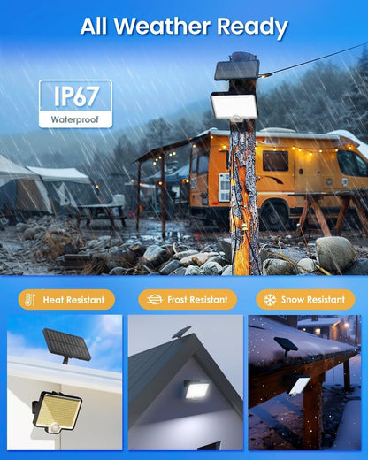 294 LED Solar Light Motion Sensor 6500K Black Outdoor Security Wall Flood Lamp Tristar Online