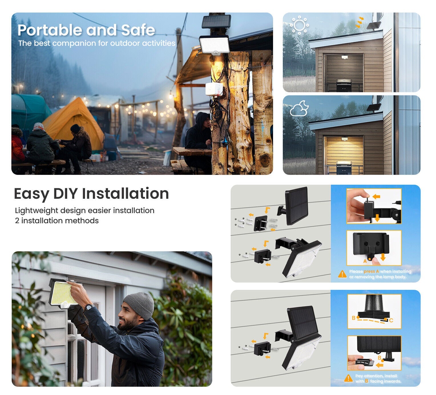 294 LED Solar Light Motion Sensor 6500K Black Outdoor Security Wall Flood Lamp Tristar Online