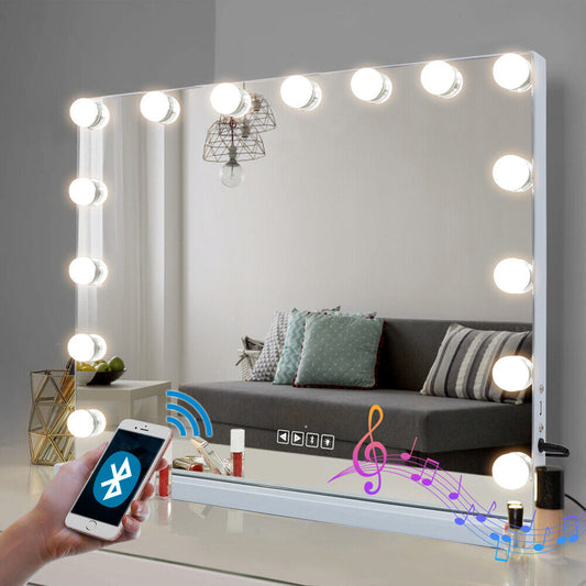 Hollywood LED Vanity Mirror Bluetooth Rectangle White Silver Tristar Online