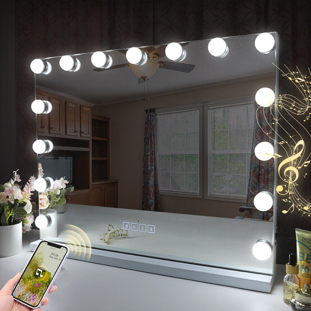 Hollywood LED Vanity Mirror Bluetooth Rectangle White Silver Tristar Online