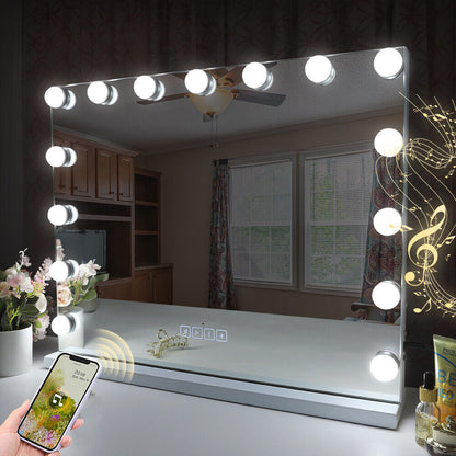 Hollywood LED Vanity Mirror Bluetooth Rectangle White Silver Tristar Online