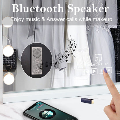 Hollywood LED Vanity Mirror Bluetooth Rectangle White Silver Tristar Online
