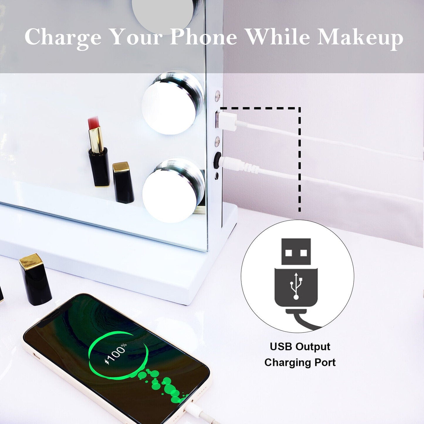 Hollywood LED Vanity Mirror Bluetooth Rectangle White Silver Tristar Online