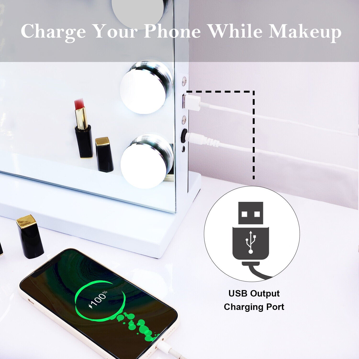 Hollywood LED Vanity Mirror Bluetooth Rectangle White Silver Tristar Online