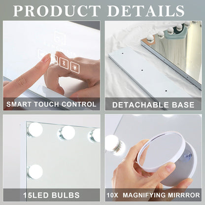 Hollywood LED Vanity Mirror Bluetooth Rectangle White Silver Tristar Online