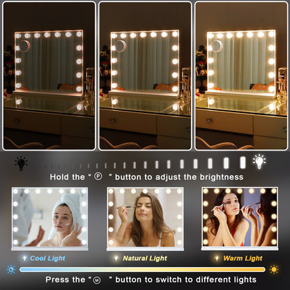 Hollywood LED Vanity Mirror Rectangle White Silver Wall Mirror Tristar Online