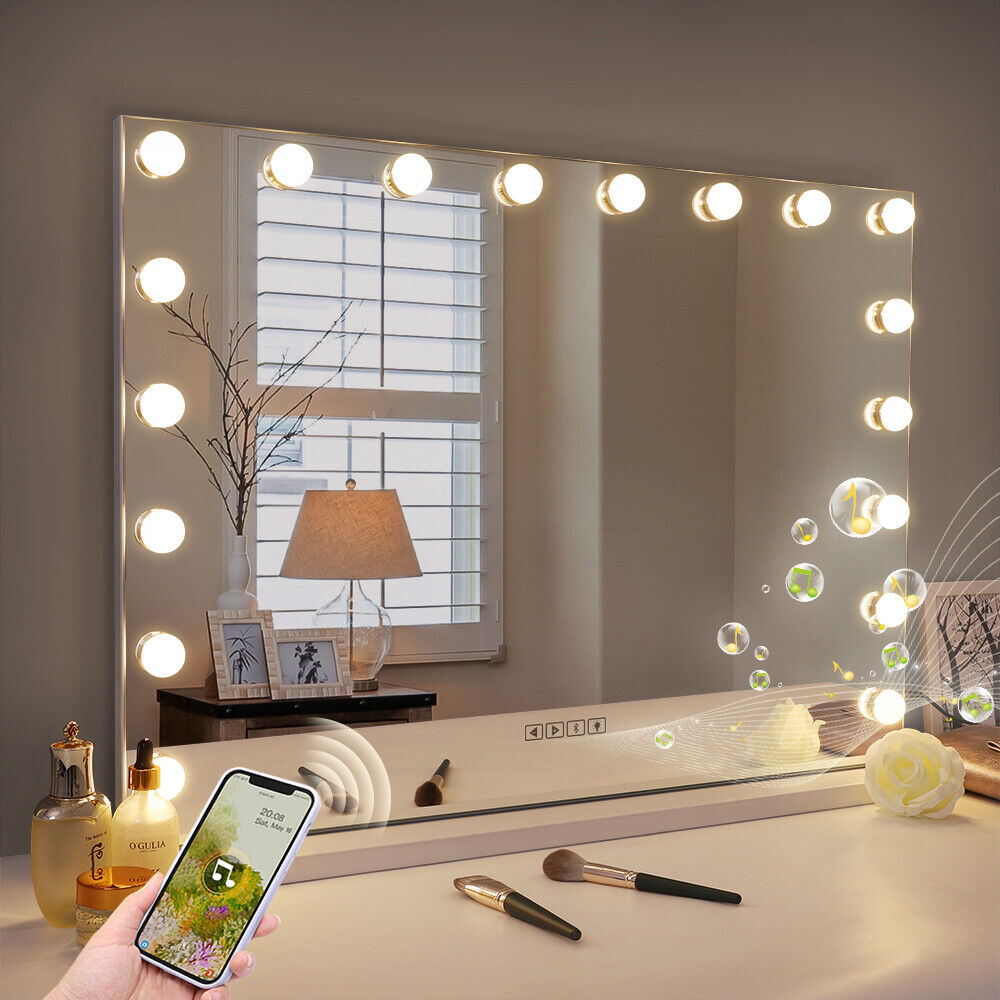 White Bluetooth Hollywood Mirror Rectangle Vanity Wall Light Tristar Online