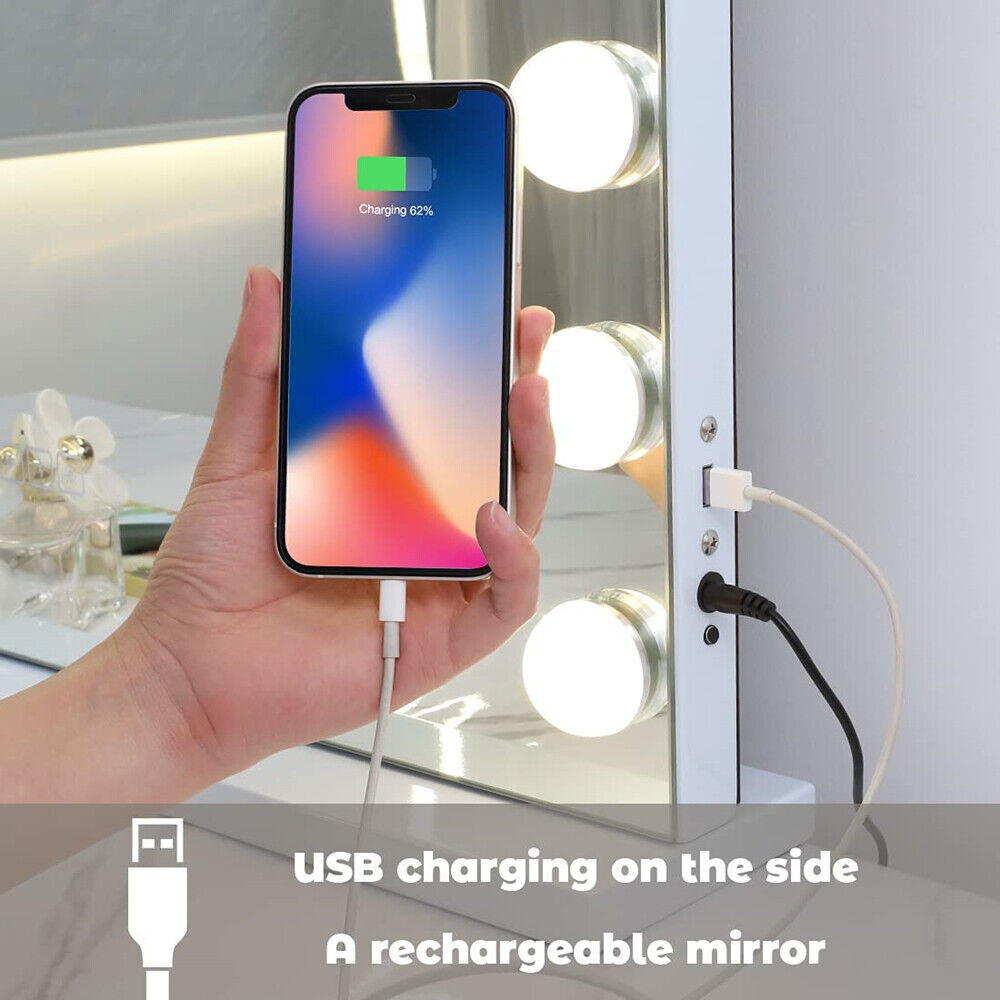White Bluetooth Hollywood Mirror Rectangle Vanity Wall Light Tristar Online