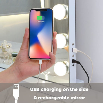 White Bluetooth Hollywood Mirror Rectangle Vanity Wall Light Tristar Online