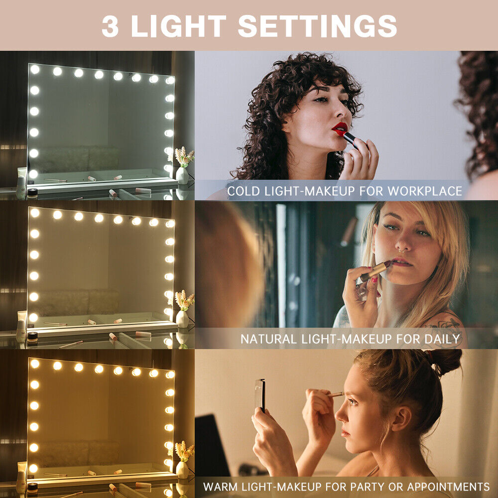 White Bluetooth Hollywood Mirror Rectangle Vanity Wall Light Tristar Online