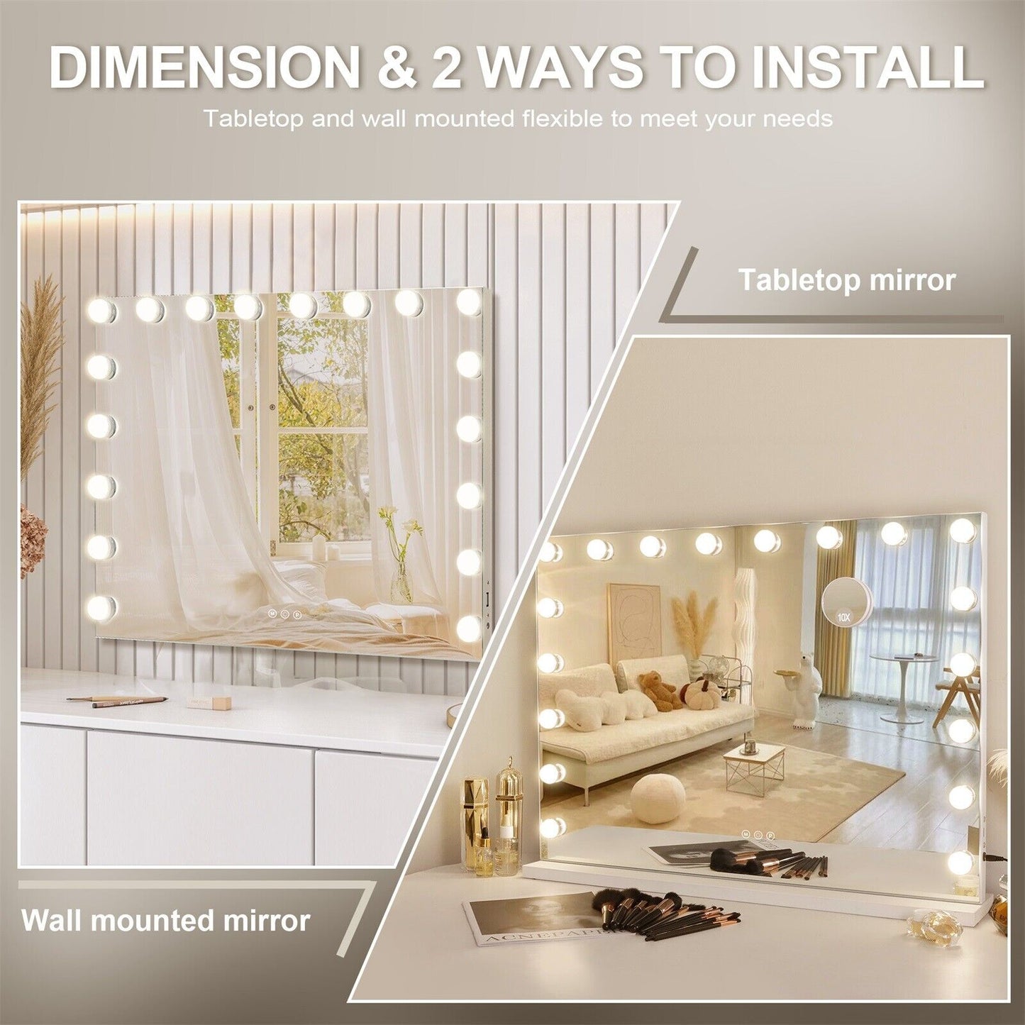 White Bluetooth Hollywood Mirror Rectangle Vanity Wall Light Tristar Online