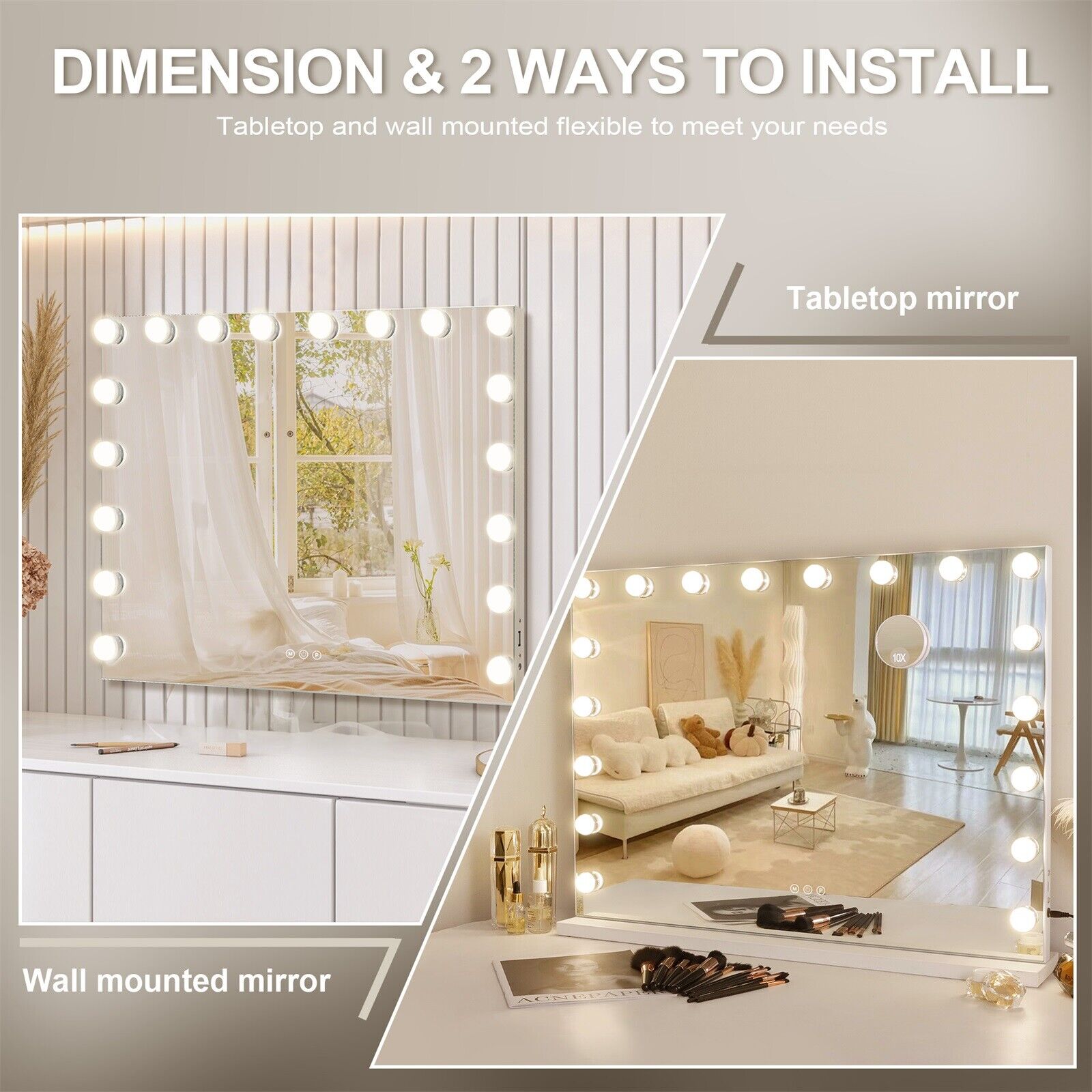White Bluetooth Hollywood Mirror Rectangle Vanity Wall Light Tristar Online