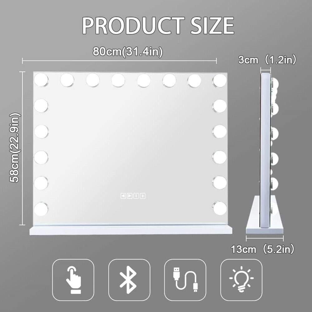 White Bluetooth Hollywood Mirror Rectangle Vanity Wall Light Tristar Online
