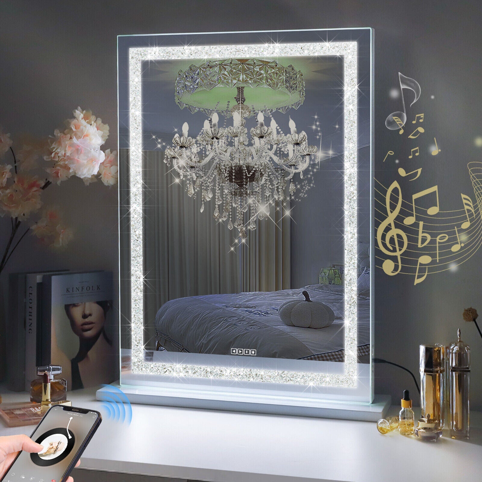 Crystal Vanity Mirror 80CM LED Bluetooth Magnifying Tristar Online