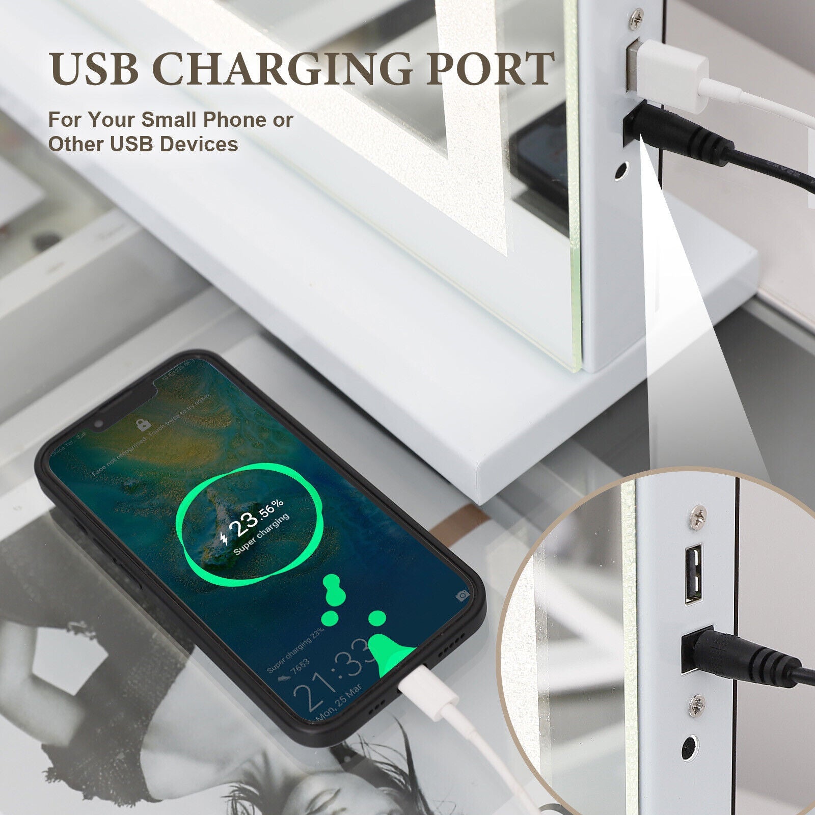 Crystal Vanity Mirror 80CM LED Bluetooth Magnifying Tristar Online