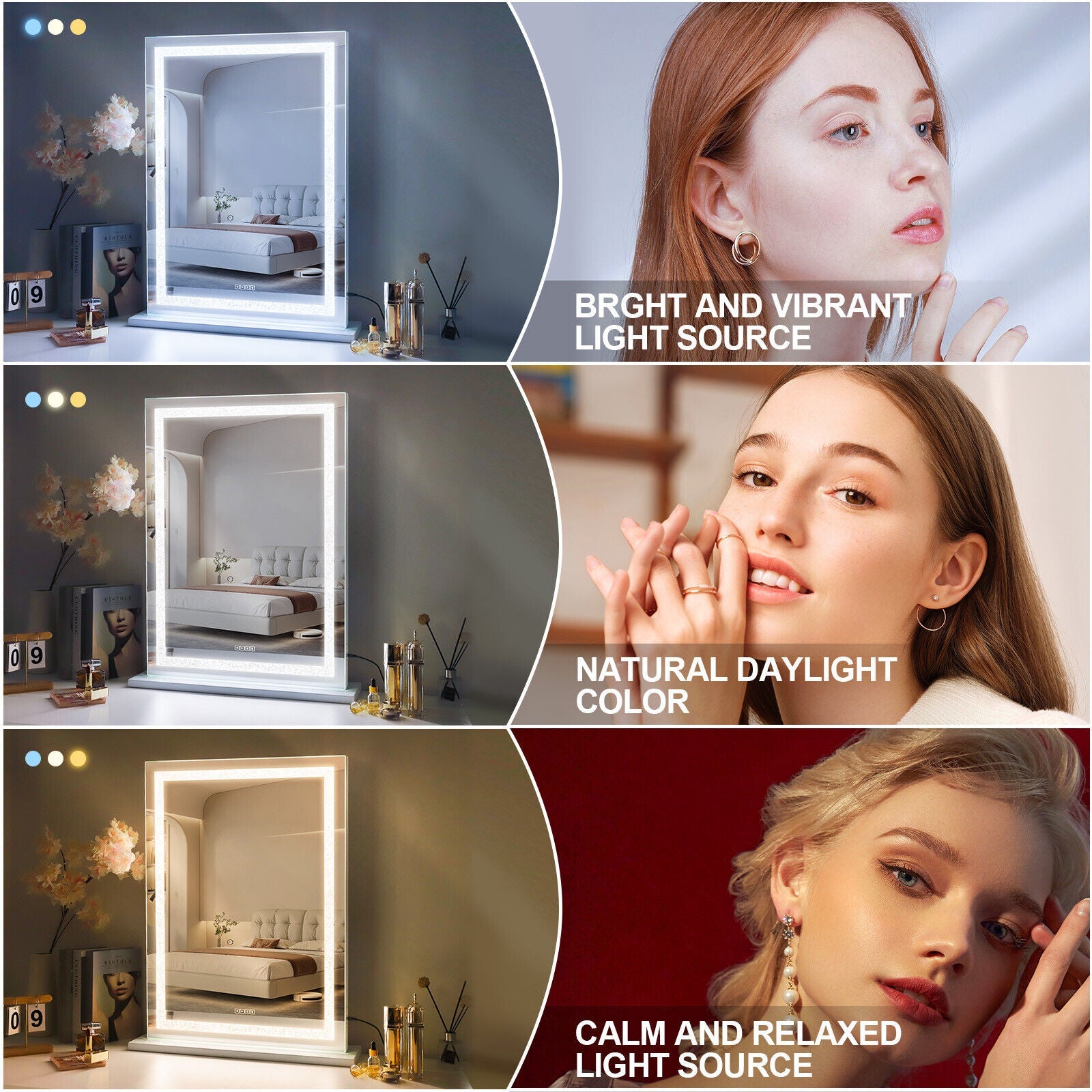 Crystal Vanity Mirror 80CM LED Bluetooth Magnifying Tristar Online