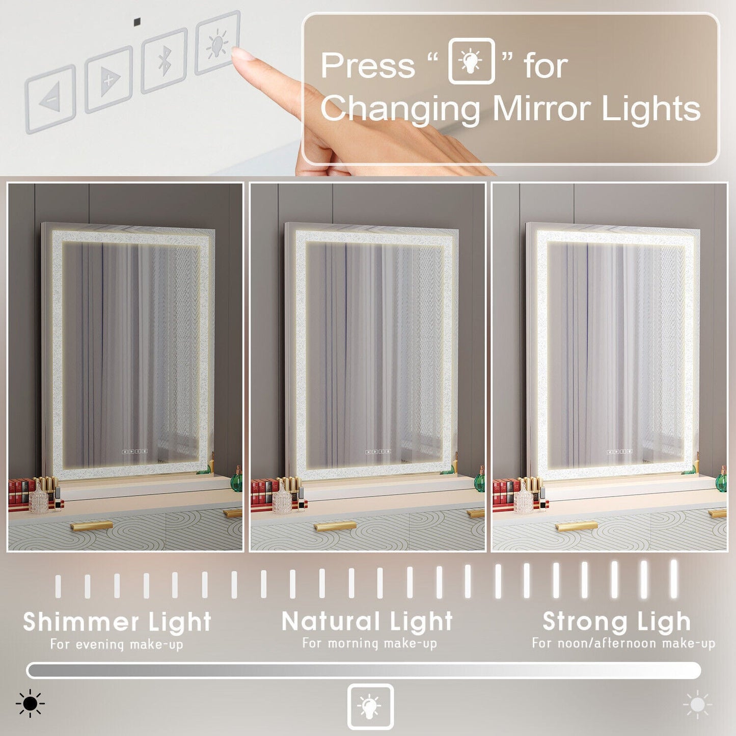 Crystal Vanity Mirror 80CM LED Bluetooth Magnifying Tristar Online