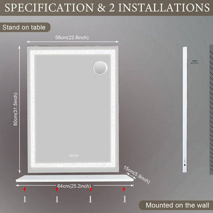 Crystal Vanity Mirror 80CM LED Bluetooth Magnifying Tristar Online