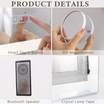 Crystal Vanity Mirror 80CM LED Bluetooth Magnifying Tristar Online