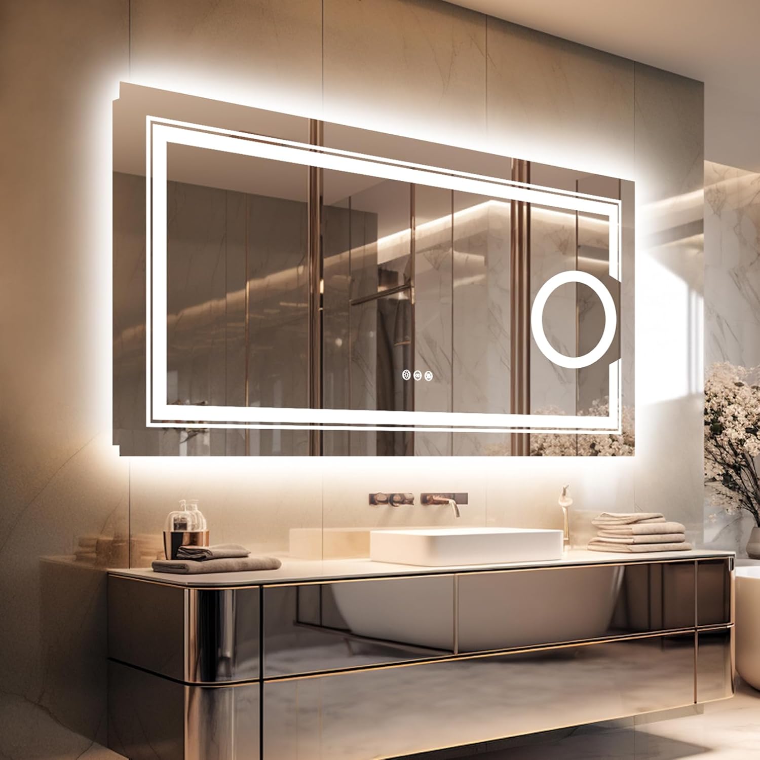 1200x600mm LED Bathroom Mirror Anti-fog Magnifying Tristar Online