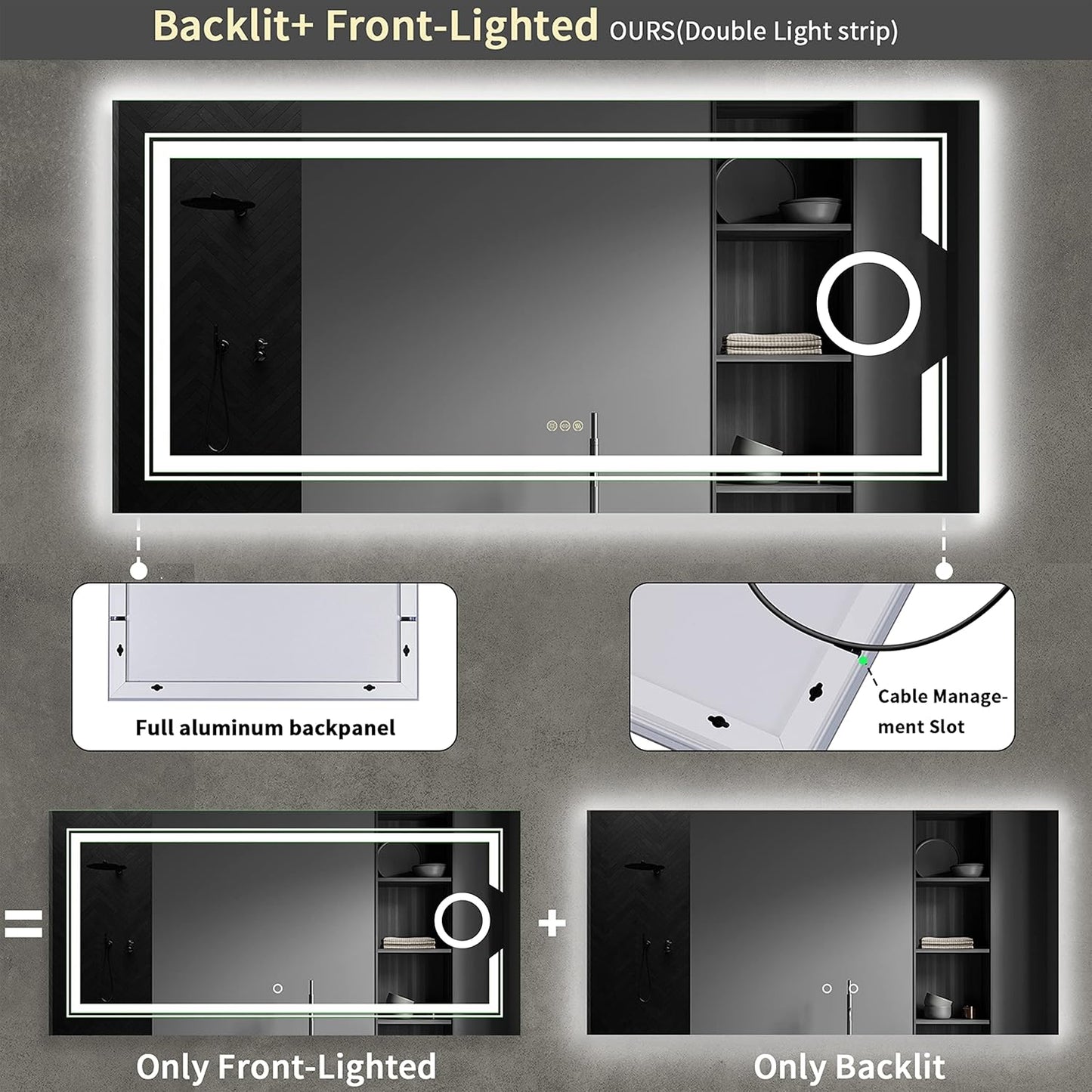 1200x600mm LED Bathroom Mirror Anti-fog Magnifying Tristar Online