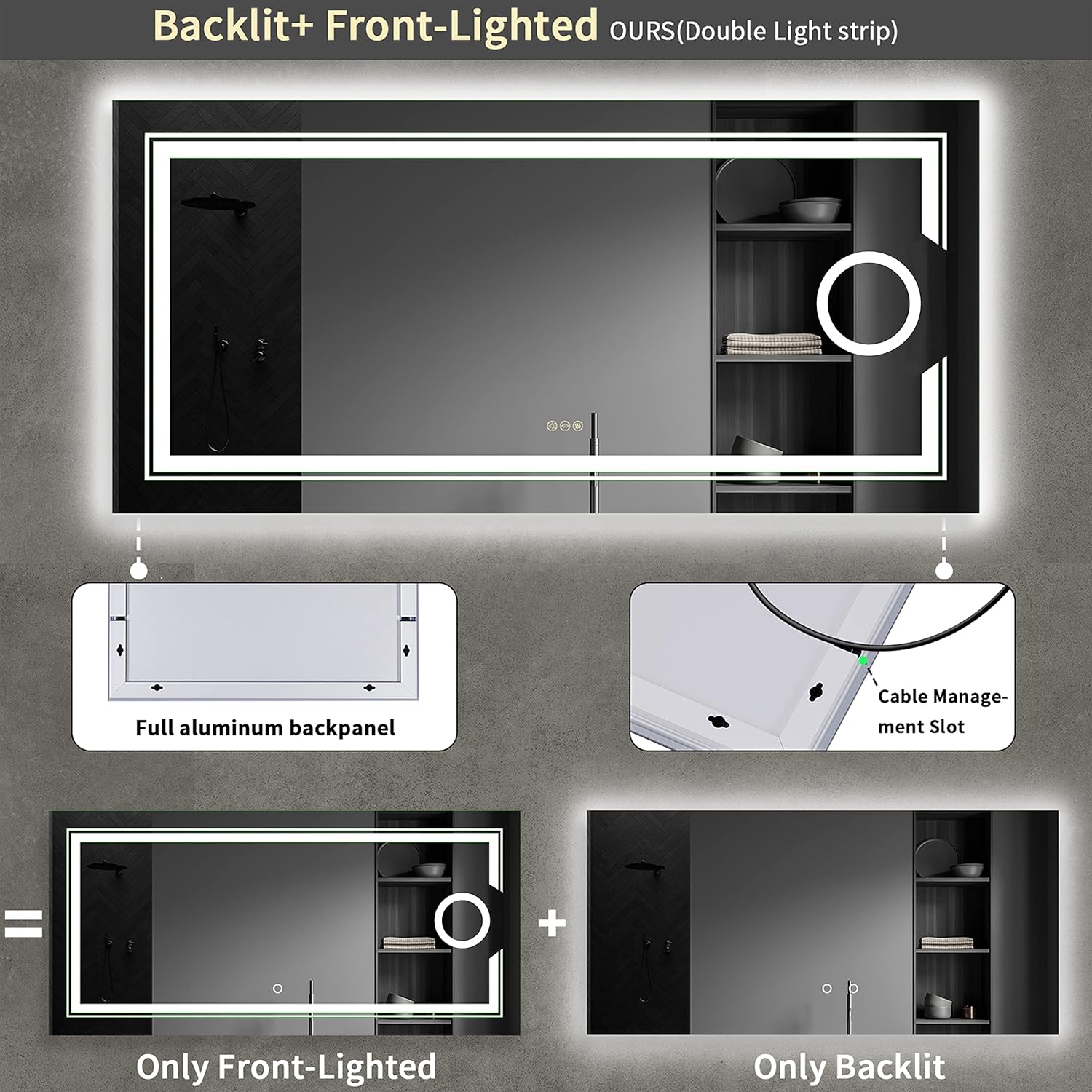 1200x600mm LED Bathroom Mirror Anti-fog Magnifying Tristar Online