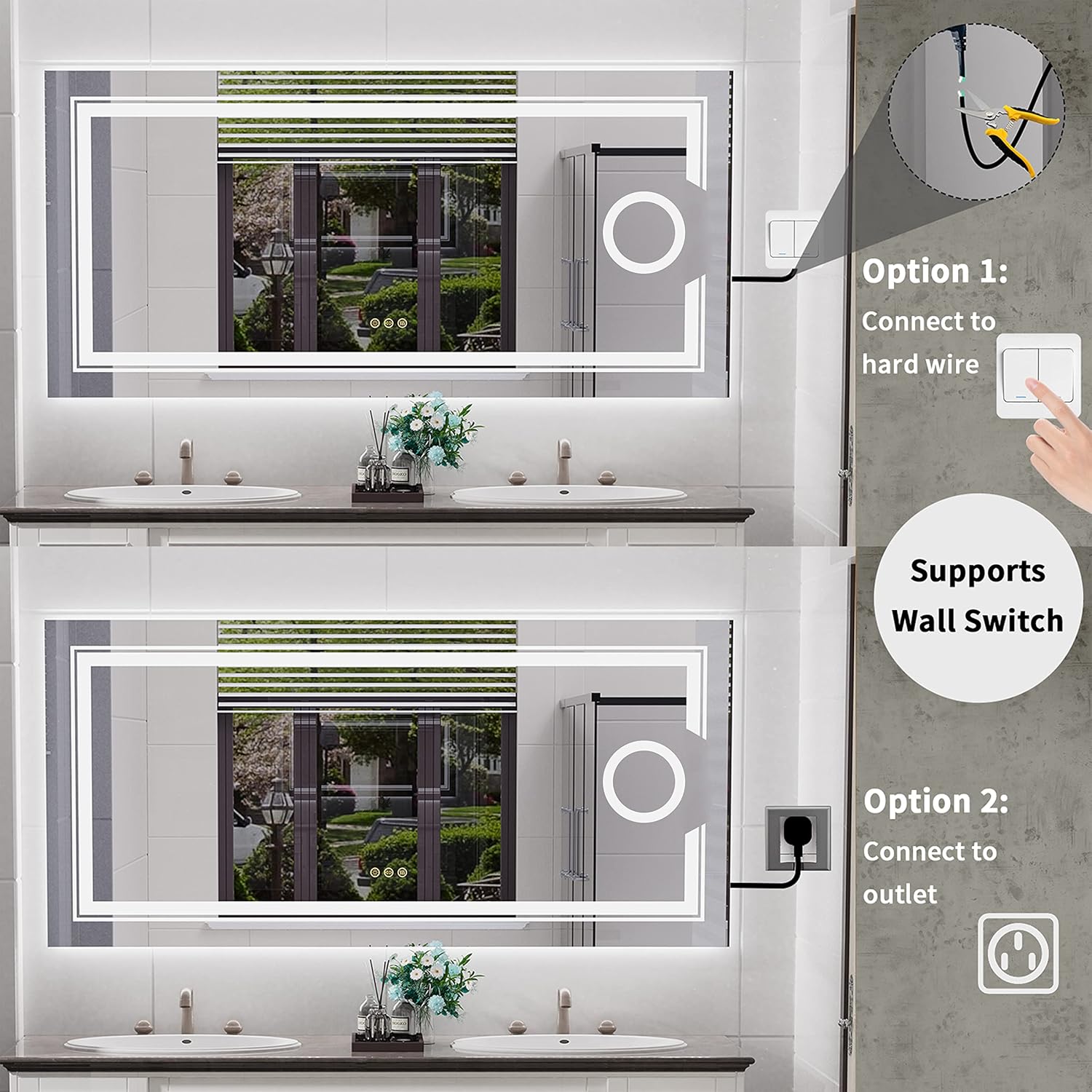 1200x600mm LED Bathroom Mirror Anti-fog Magnifying Tristar Online