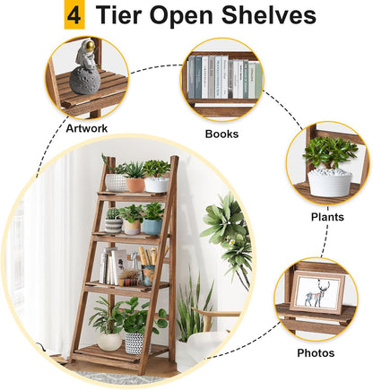 Rustic Wood 4 Tier Plant Stand Bookshelf 38CM Corner Shelf Tristar Online