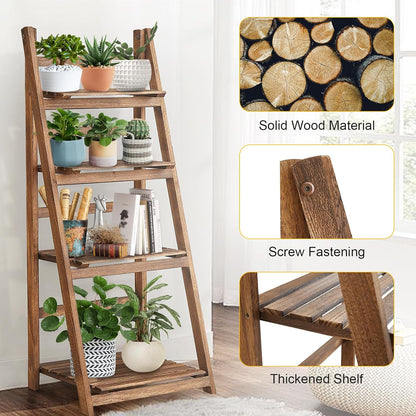 Rustic Wood 4 Tier Plant Stand Bookshelf 38CM Corner Shelf Tristar Online