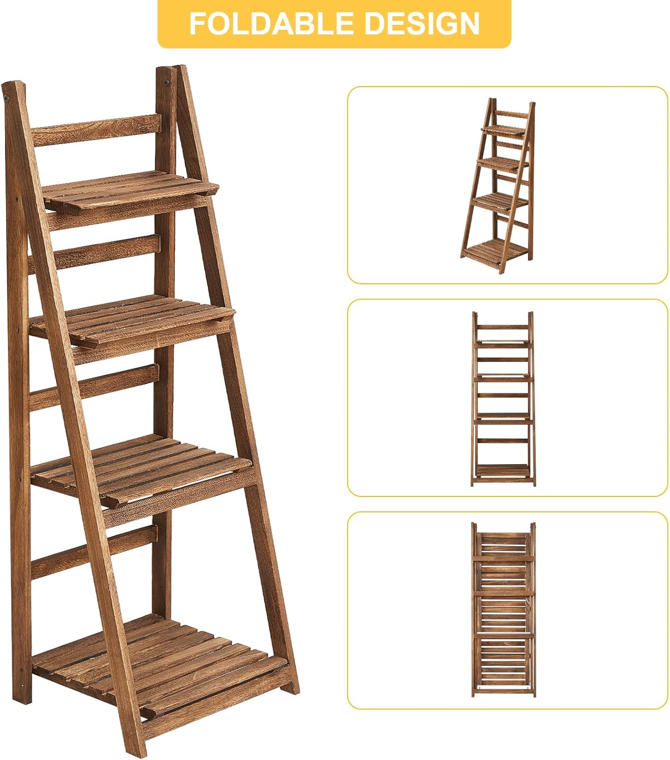 Rustic Wood 4 Tier Plant Stand Bookshelf 38CM Corner Shelf Tristar Online