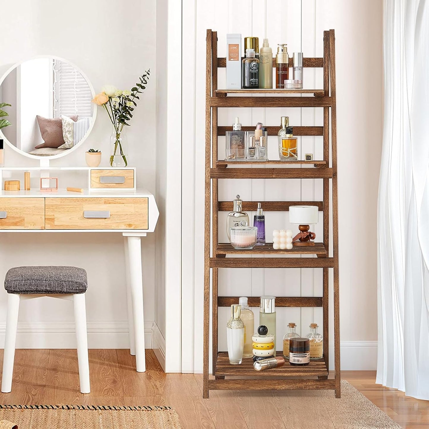 Rustic Wood 4 Tier Plant Stand Bookshelf 38CM Corner Shelf Tristar Online