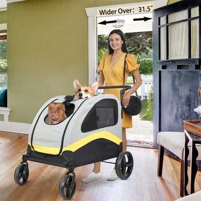 Dog Stroller w/ Divider, Foldable Pet Cart Tristar Online
