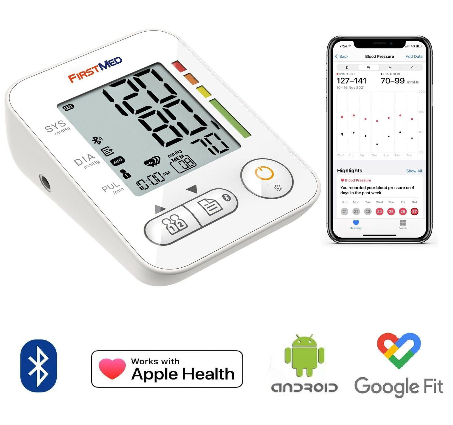 Bluetooth Blood Pressure Monitor, Large Cuff 22-42cm, Digital, Smartphone Compatible Tristar Online