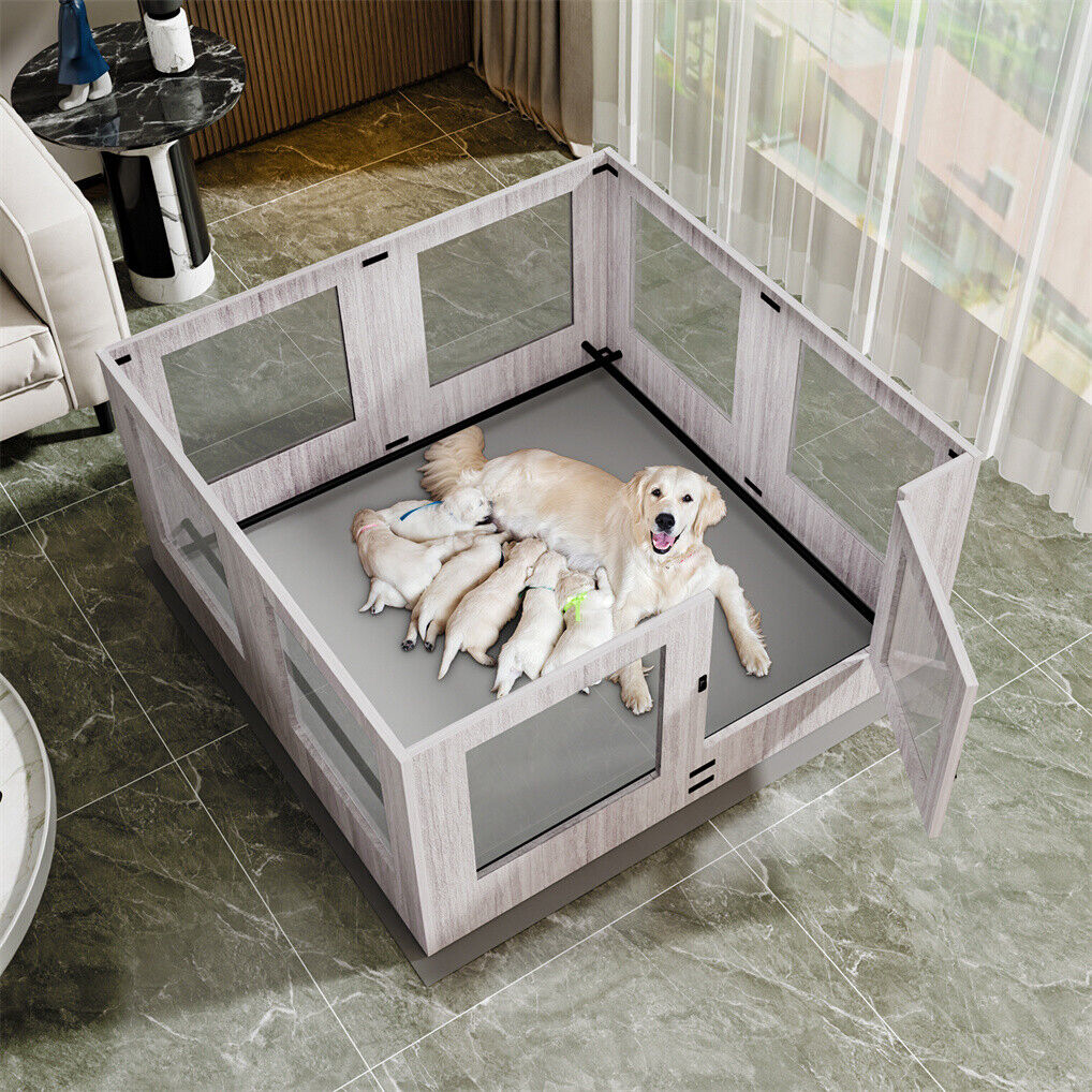 Large Dog Indoor Whelping Box, Tempered Glass & MDF Tristar Online
