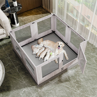Large Dog Indoor Whelping Box, Tempered Glass & MDF Tristar Online