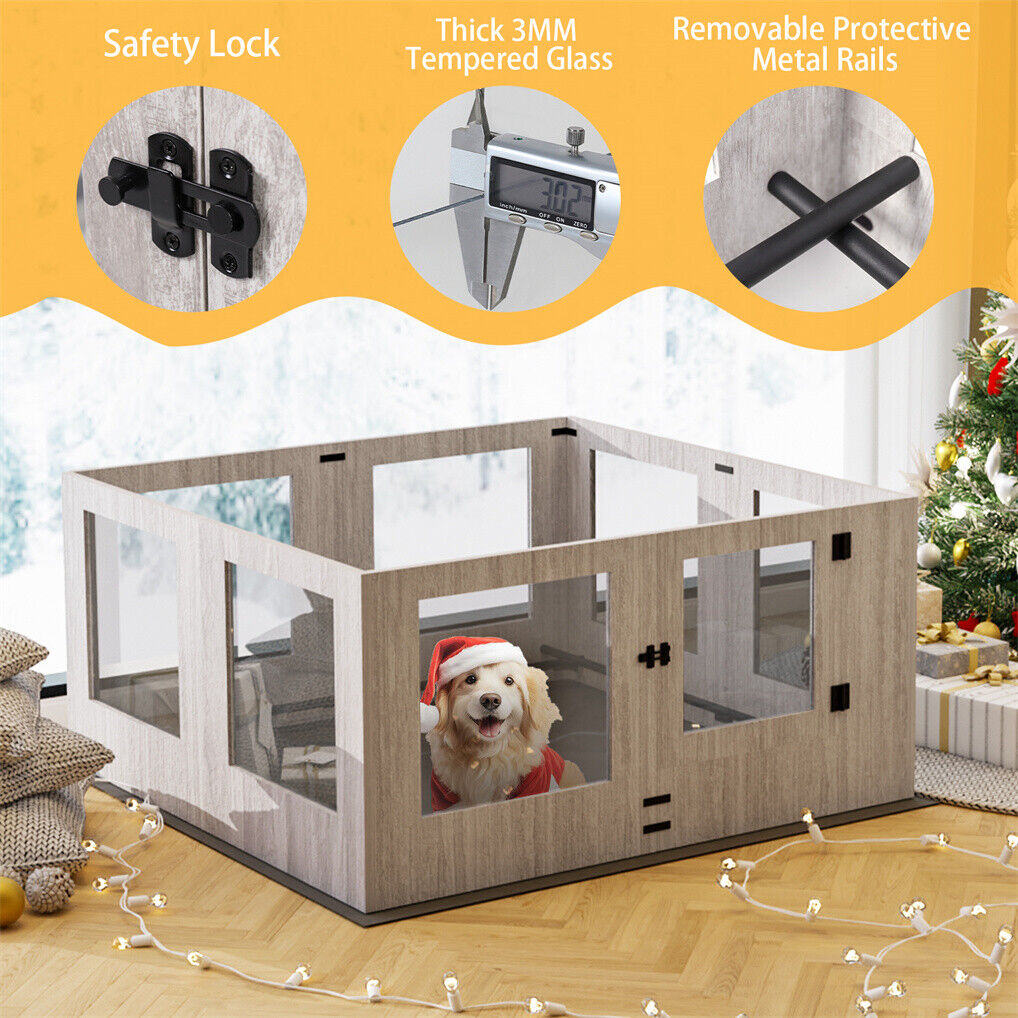 Large Dog Indoor Whelping Box, Tempered Glass & MDF Tristar Online
