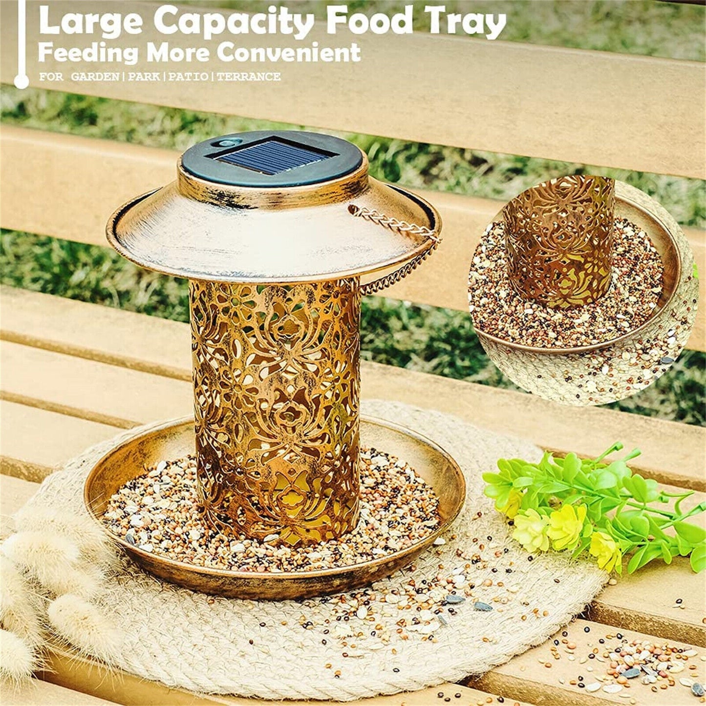 Solar Bird Seed Feeder Hanging Outdoor Garden Tristar Online